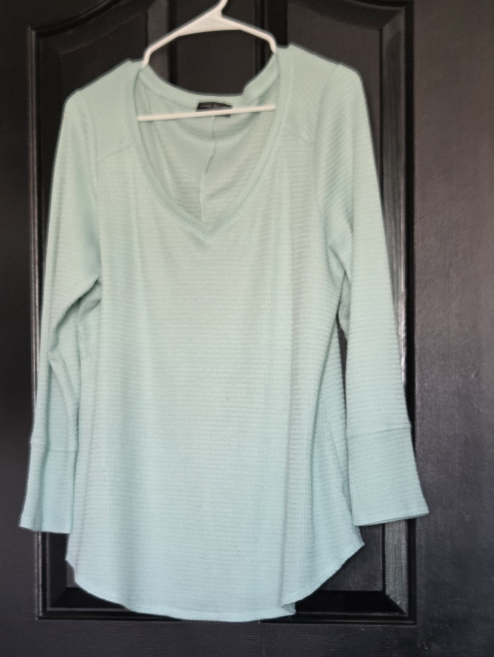 Lane Bryant Seafoam Green V-Neck Waffle Knit Tunic